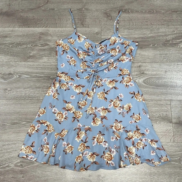 NWOT Three Pink Hearts Blue Floral Spaghetti Strap Dress XL - Picture 8 of 16